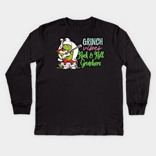 Rock n roll grinch Kids Long Sleeve T-Shirt